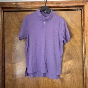 Polo Ralph Lauren Large Men's Purple Short Sleeve Shirt Red Pony Cotton Preppy